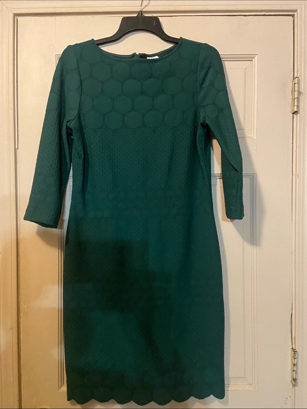 julia jordan Emerald Green Textured Scallop Hem Sheath Dress
